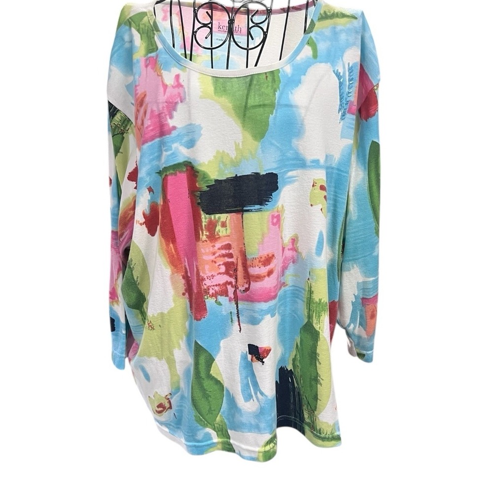 Keneth Too!‎ Womens 3X Multicolor Long Sleeve Shirt